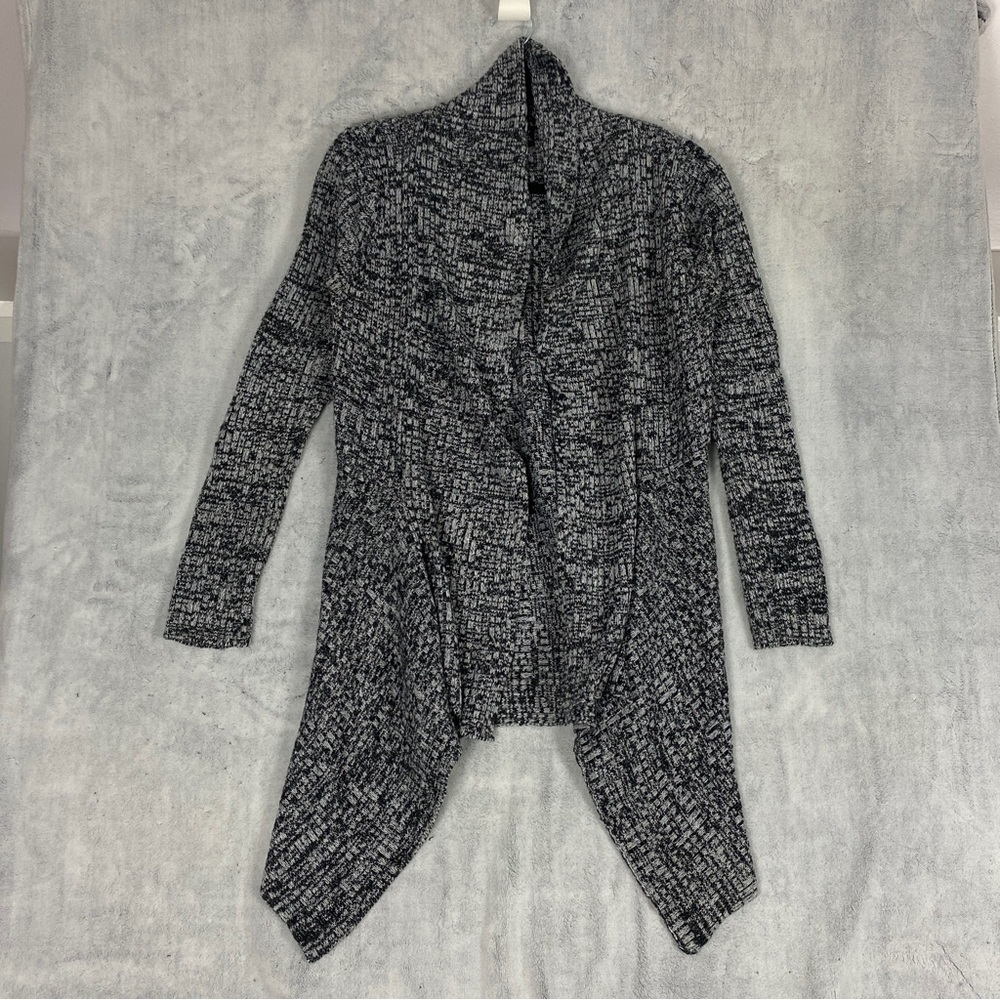 UK2LA Waterfall Front Cardigan Heather Grey Ribbed Knit Sz Small